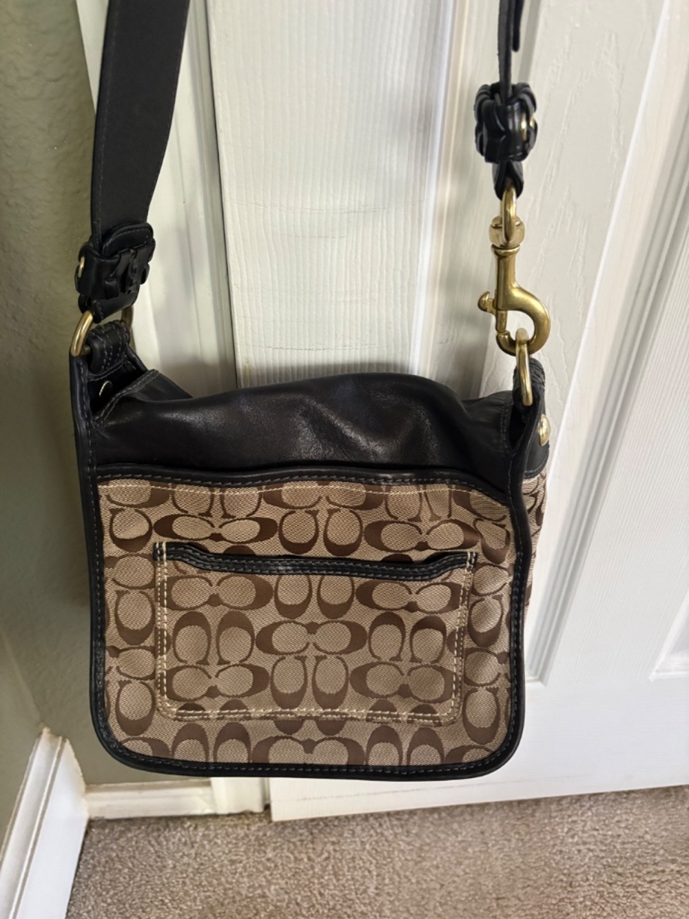 COACH BLEEKER SIGNATURE CANVAS LEATHER FLAP SHOULDER BAG - Picture 7 of 16